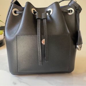 Michael Kors Black Leather Drawstring Crossbody Bag